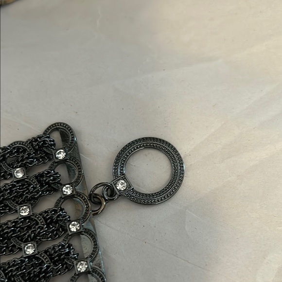 Black Beaded Cuff Bracelet with Shimmering Texture Stunning - Picture 12 of 16